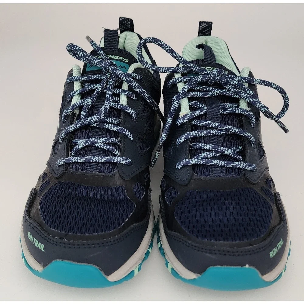 Skechers Run Trail Sneakers Womens 6.5 Navy Aqua 149821 Athletic Shoes VGC